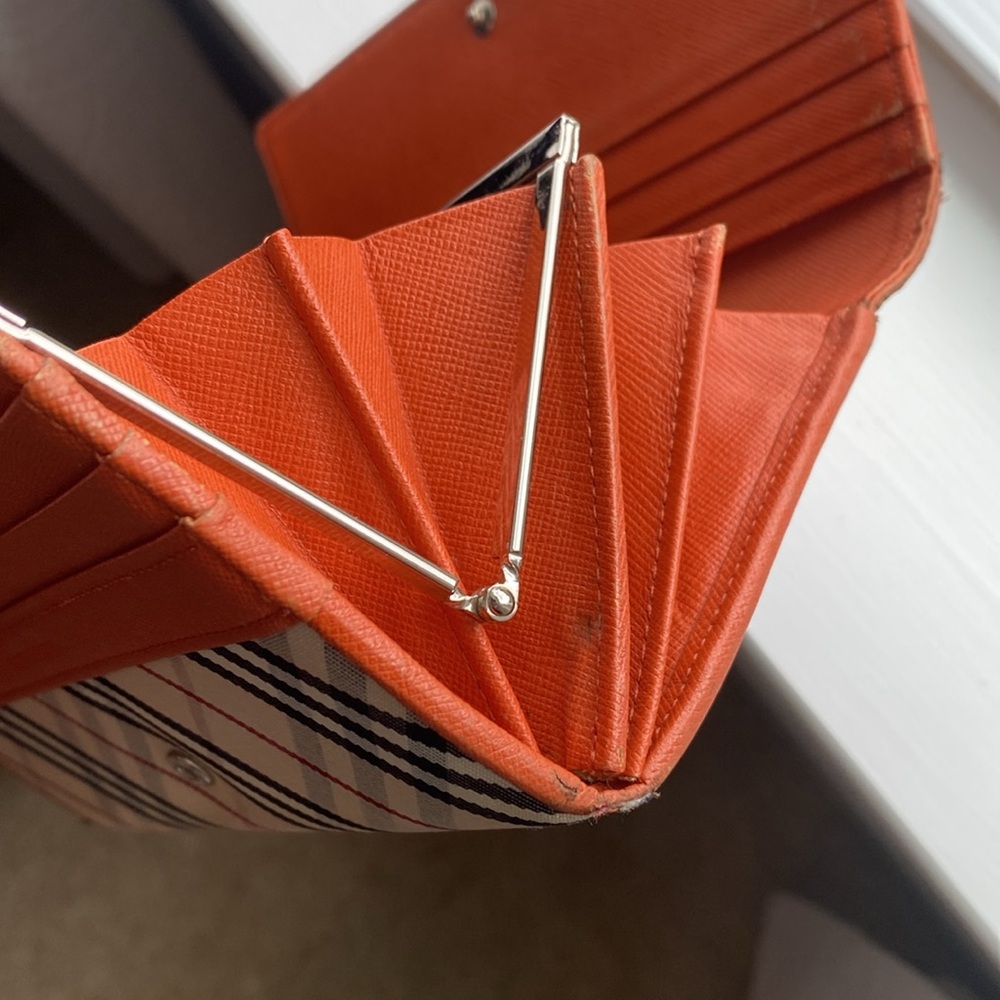 #9 Burberry Beige and Orange Check Wallet - Picture 9 of 15